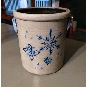 Vintage Rowe Pottery 1 Gallon Crock Snowflake 2003
